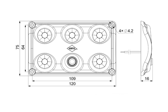 HORPOL LWD2153/CZ LED 900lm must autosalongi tuli lülitiga