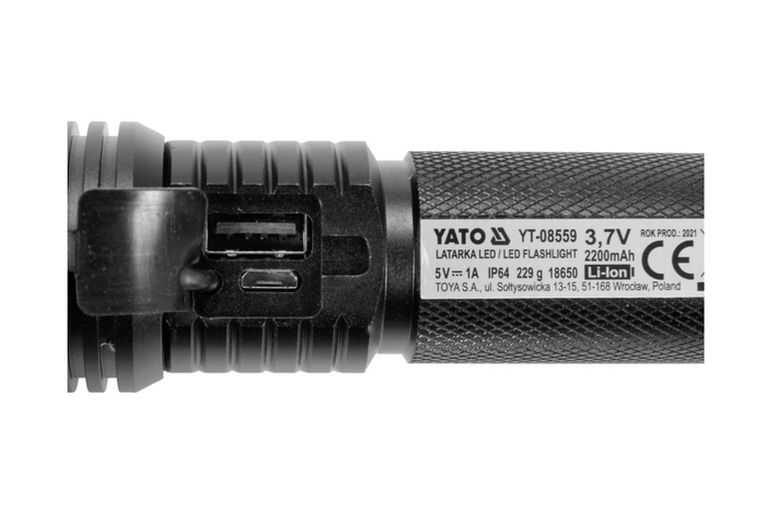 YATO YT-08559 LED 900lm multifunktsionaalne taskulamp, akupank, pudeliavaja, avariihaamer
